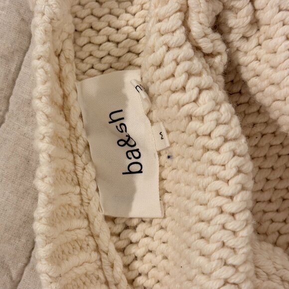 ba&sh Paris Puff-Sleeve Knit Cardigan – Cream, Jeweled Buttons, Size M - Picture 3 of 5